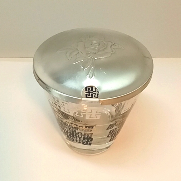 Vintage Libbey Mid-Century Modern black, white and gold condiment jar. - Picture 3 of 8